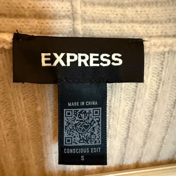 Express Cream Cardigan Sweater with Balloon Sleeves - Picture 2 of 2